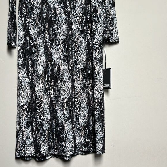 NWT Michael Lauren Rivera Long Sleeve V Neck Midi 3/4 Length Side Slit Dress M - Picture 4 of 12